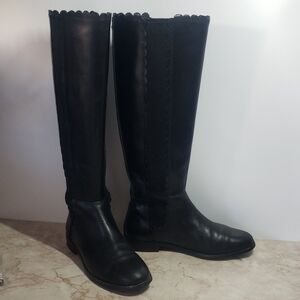 Kate Spade Elegant Black Knee-High Pull On Boots Size 7